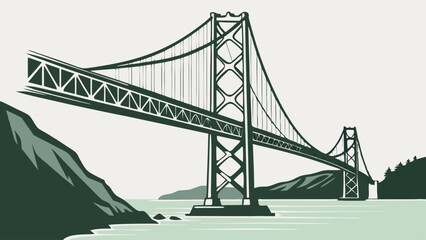 Majestic Suspension Bridge Spanning Coastal Waters