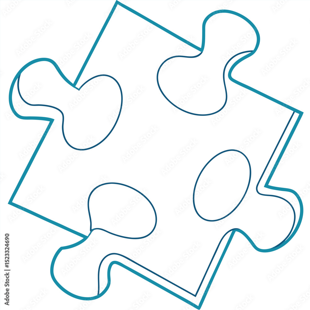 Poster isolated teal puzzle piece symbolizing solutions teamwork collaboration and problem solving