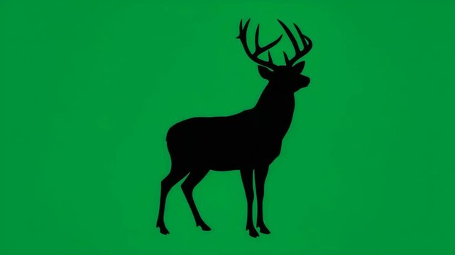 Majestic Deer Silhouette on Green Screen Background