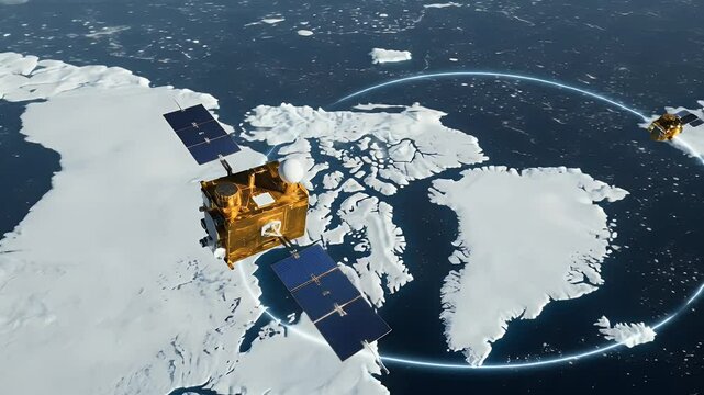 Satellite orbiting arctic ice