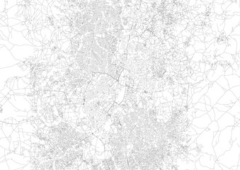 zoomed in vector highway map of lilongwe city with black and white color