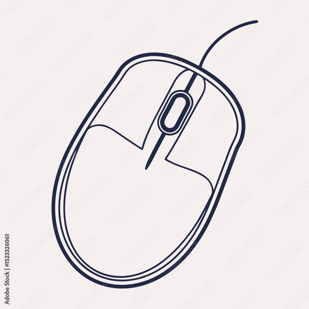 Poster minimalist computer mouse illustration with thin lines and light color background