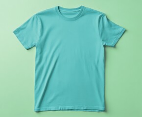 Teal Cotton T-Shirt Mockup on Mint Green Background