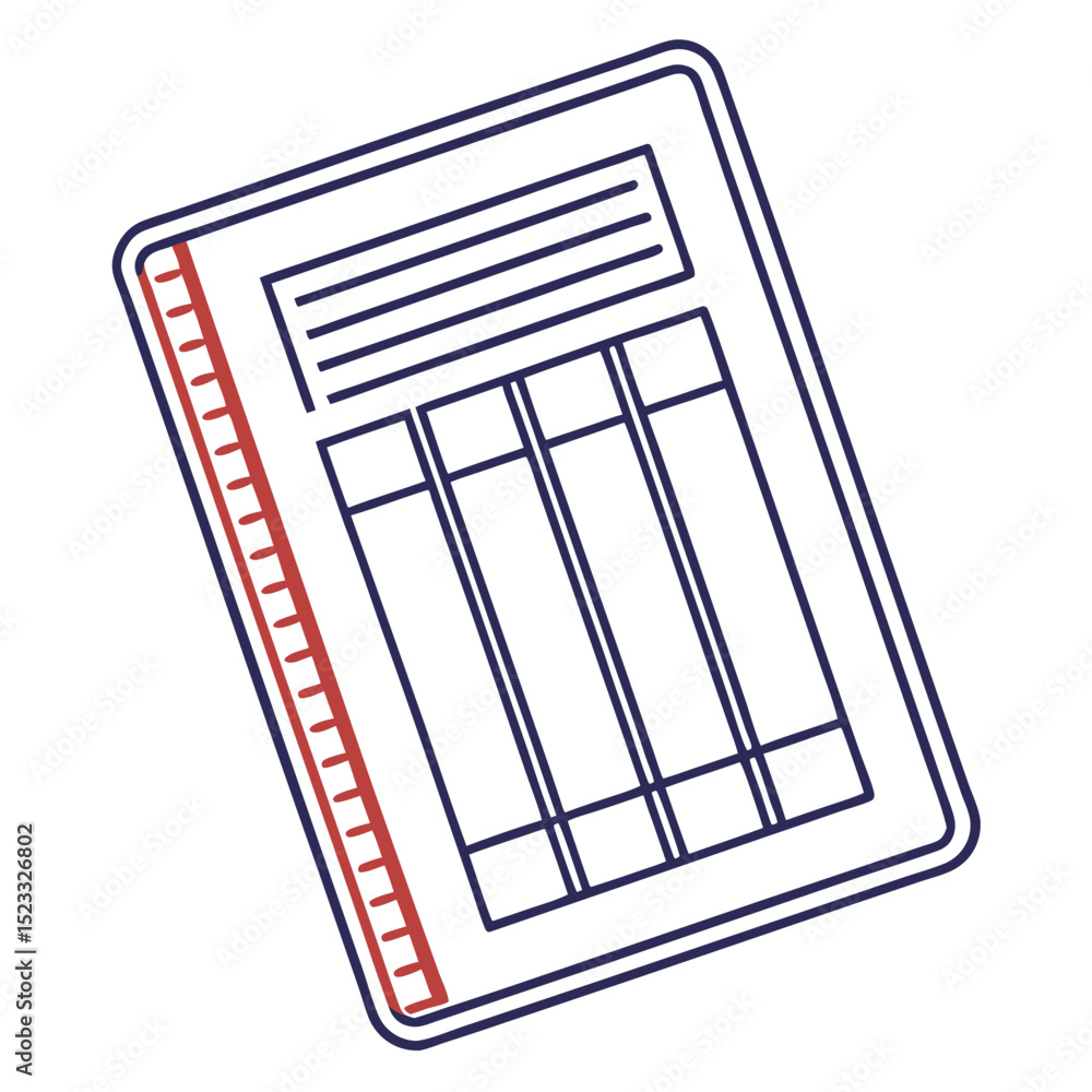 Aufkleber minimalist vector illustration of a notebook with lined pages and spiral binding