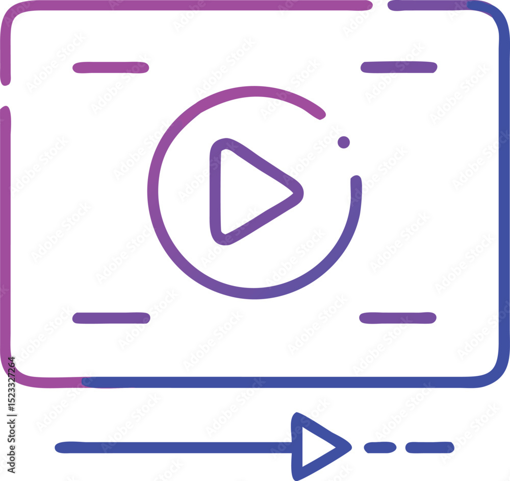 Poster modern gradient video player interface icon with play and forward elements