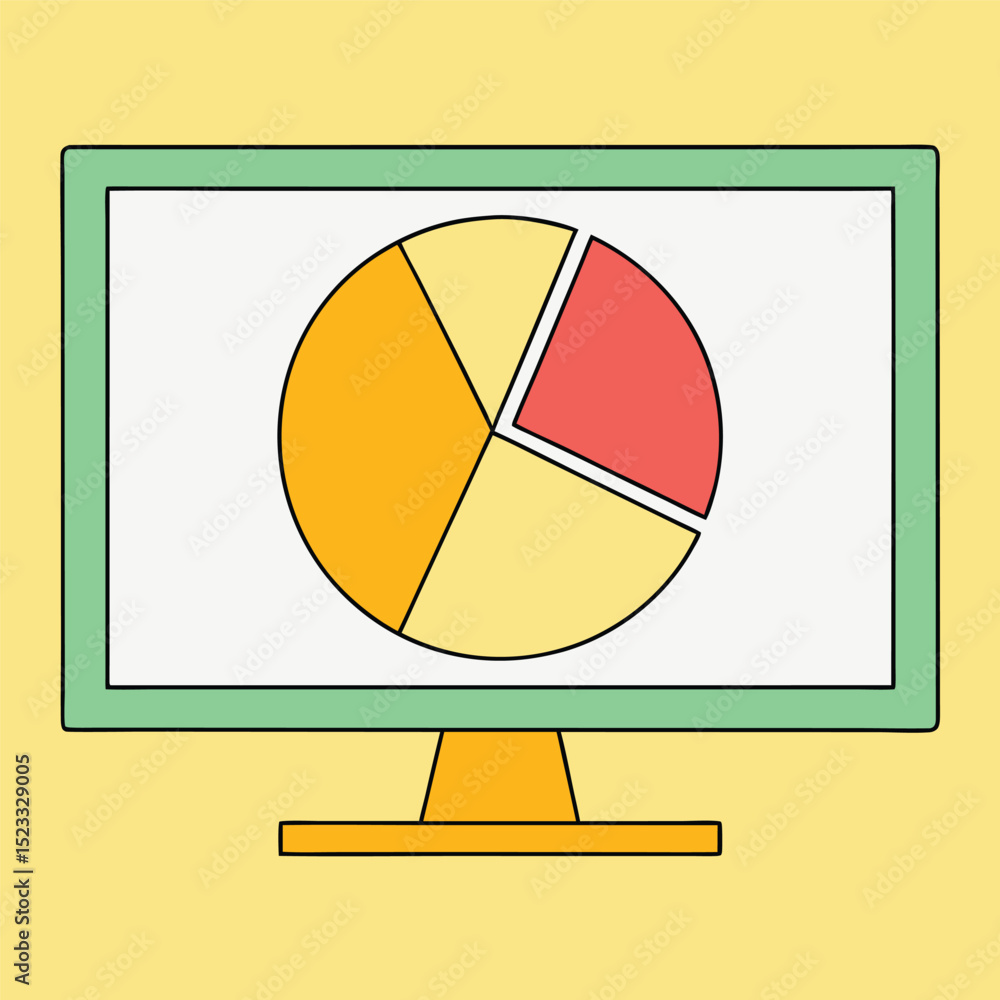 Poster pie chart displayed on a computer screen representing data analysis