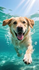 A dog swimming in the water