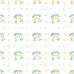 Tiny Rainbows & Puffy Dreams Aesthetic Boho Pattern