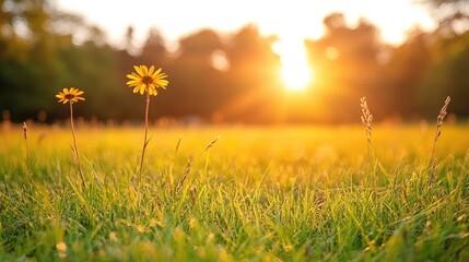 Golden hour meadow flowers