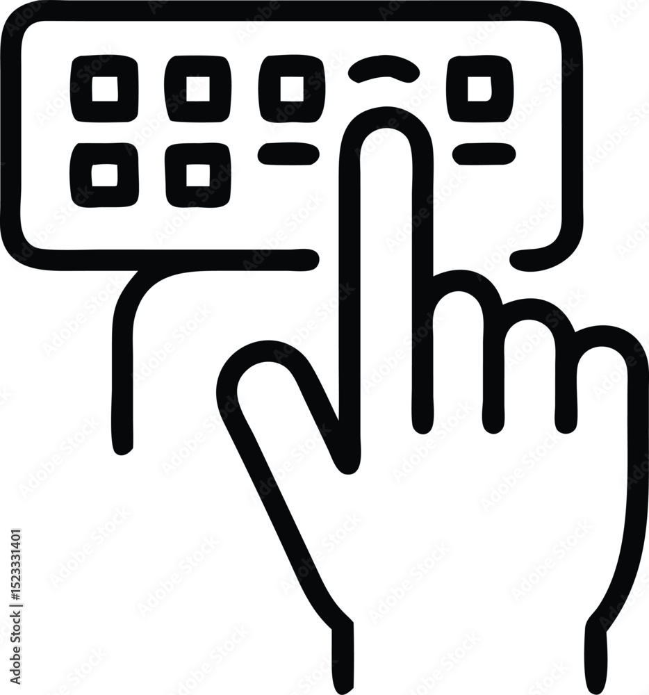 Fototapete silhouette of fingers typing on keyboard outline vector design on white background