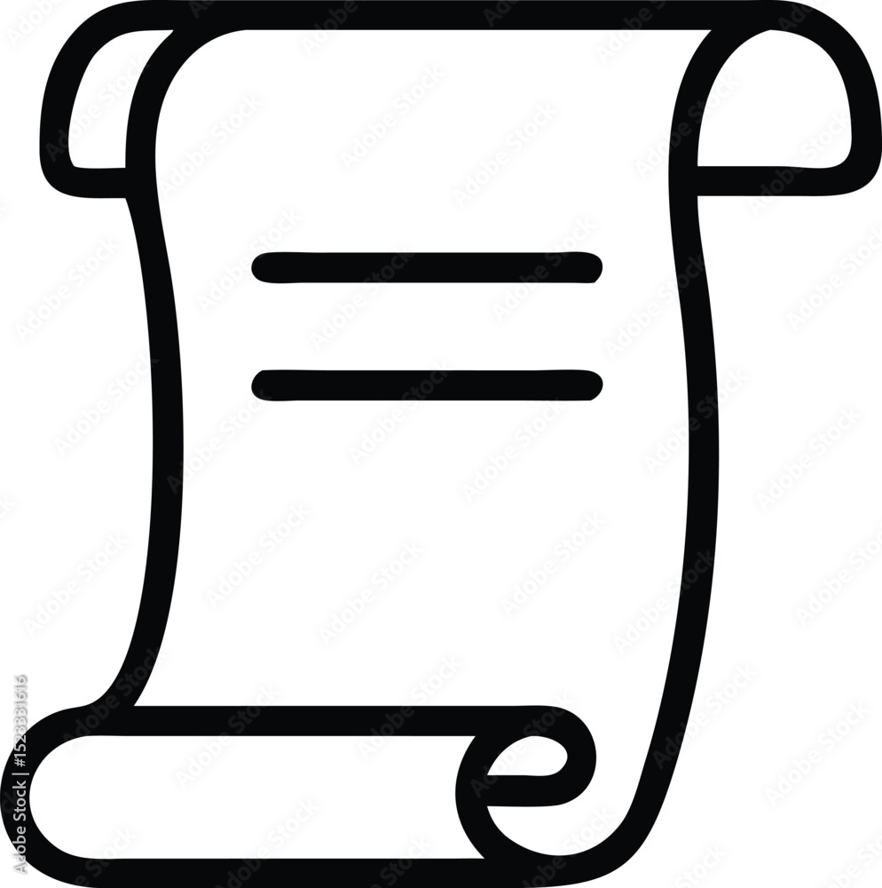 Poster simple and minimalist black outline icon of a paper sheet with transparency