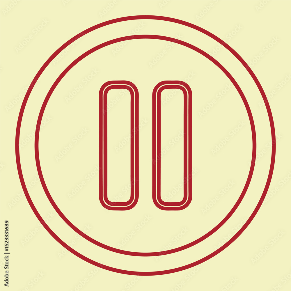 Poster simple and minimalist pause symbol depicted within a circular graphic design