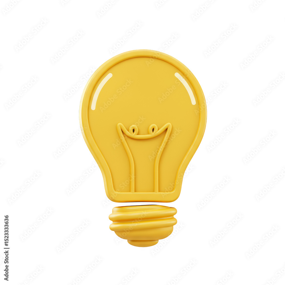 Poster 3d rendered lightbulb symbol of idea on transparent background