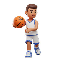 3d Rendering of a Cartoon Basketball Player in Action Illustration