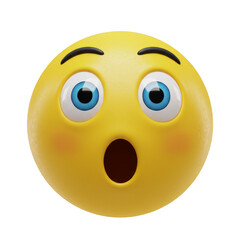 3d Rendering Illustration Of Yellow Surprised Face Emoji Expression Shock