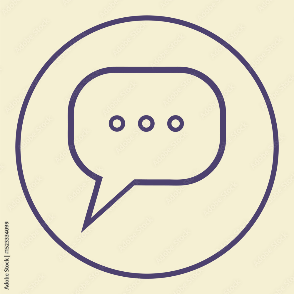 Poster simple minimalist chat bubble icon within a circle in modern flat design style