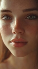 Fototapeta premium Close-up portrait of a young woman's face.