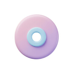 3D Geometric Pink And Blue Donut Shape Rendering On Transparent Background