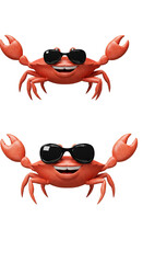 Cartoon Crab with Sunglasses on Transparent Background Illustration