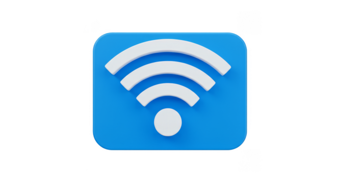 3d Illustration of Wifi Connection Signal Icon on Blue Background