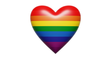 3D Rainbow Heart Pride Symbol on Transparent Background Love Graphic
