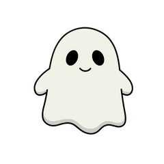 Obraz premium Cute White Cartoon Ghost Halloween Apparition on Transparent Background