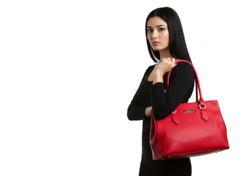 Cutout Portrait Of Woman With Red Handbag In Fashionable Style