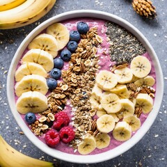 Fototapeta premium fresh smoothie bowl topped with granola