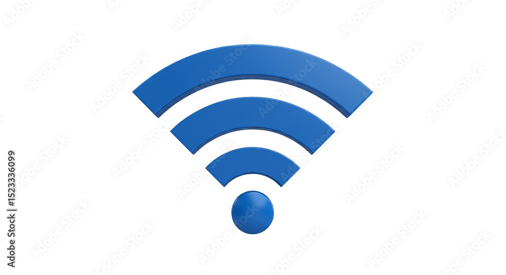 Poster 3d blue wifi wireless internet signal network icon on transparent background