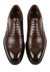 Elegant Brown Leather Brogues Shoes Footwear in Transparent Background