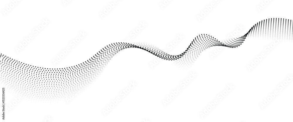 Poster Flowing Dot Wave halftone gradient pattern on transparent background	