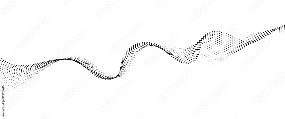 Poster Flowing Dot Wave halftone gradient pattern on transparent background	