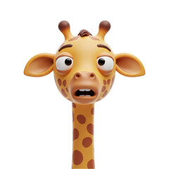 Funny Cartoon Giraffe Character Transparent Background 3D Render Illustration