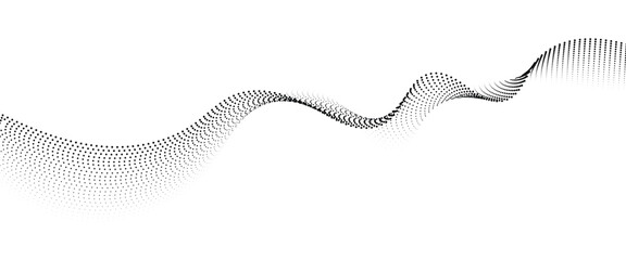 Flowing Dot Wave halftone gradient pattern on transparent background	