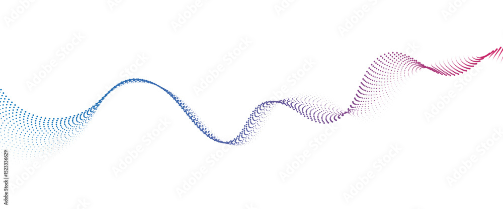 Fototapete Flowing Dot Wave halftone gradient pattern on transparent background	
