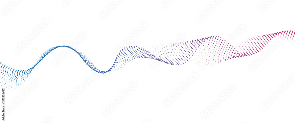 Leinwandbilder Flowing Dot Wave halftone gradient pattern on transparent background	