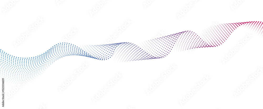 Fototapete Flowing Dot Wave halftone gradient pattern on transparent background	