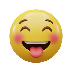 Fototapeta premium 3d Rendering Of An Emoji Face With Tongue Out Isolated On Transparent Background