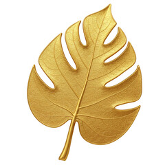 Golden Monstera Leaf Isolated on Transparent Background Illustration