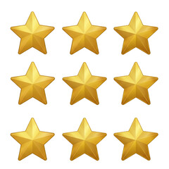 Golden Shiny Star Award Rating Graphic Isolated Transparent Background