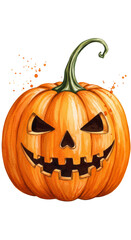Halloween Illustration of Carved Jack O Lantern Pumpkin with Orange Face
