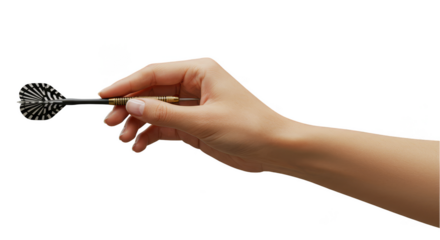 Hand Holding Dart Aiming For Target in Transparent Background