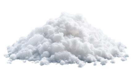 Fresh White Pile of Snow with Soft Fluffy Texture and Natural Winter Appearance Isolated on White Background