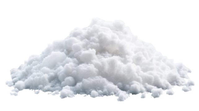 Fresh White Pile of Snow with Soft Fluffy Texture and Natural Winter Appearance Isolated on White Background