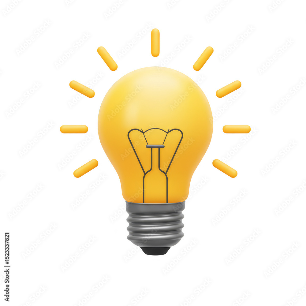 Poster 3d lightbulb symbol of idea and innovation with transparent background