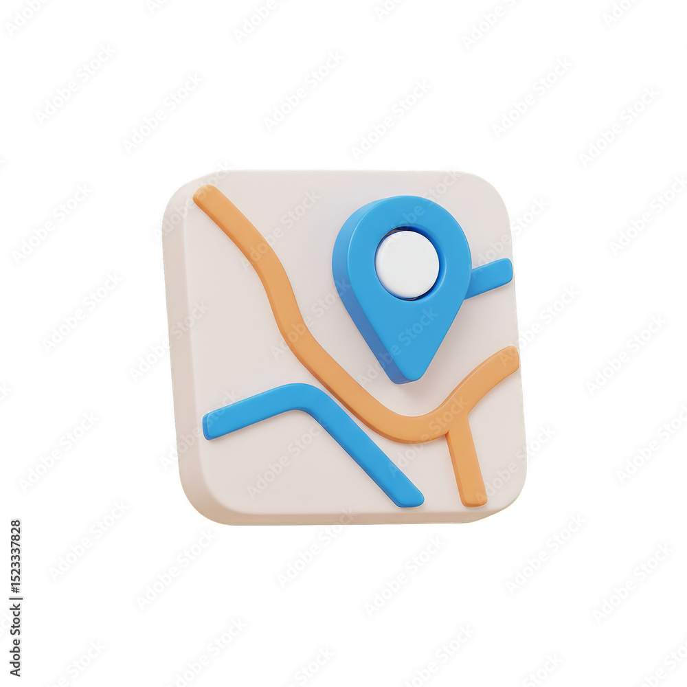 Aufkleber 3d map icon with blue pointer for navigation and location with gps