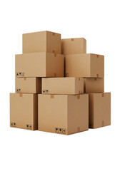3D Pile Of Brown Cardboard Boxes For Shipping And Delivery Package