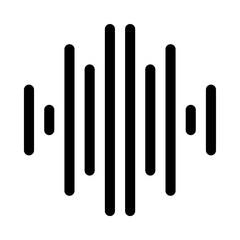 Black Audio Waveform Icon on White Background in Minimalist Style for Digital and Creative Projects