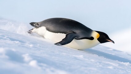 Fototapeta premium A penguin walking on snow