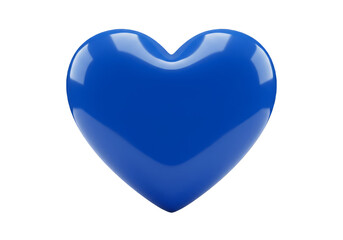 Blue Heart 3D Render Glossy Valentine Symbol Isolated Transparent Background